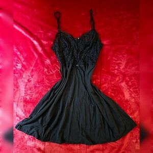 RARE Vintage Victoria's Secret Black Lace Slip Dress - Whimsigoth Coquette